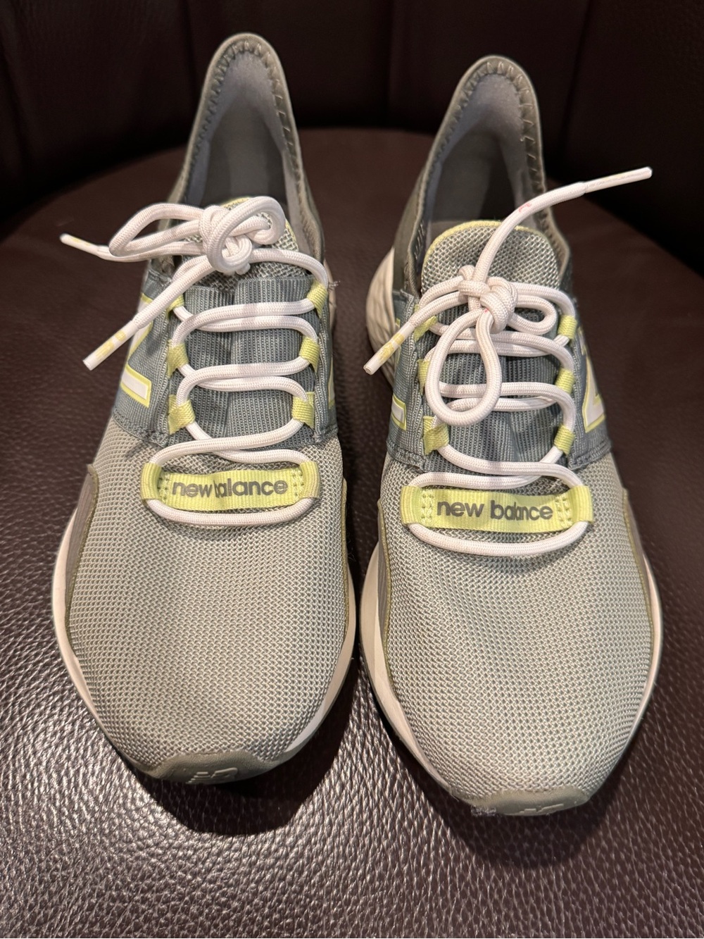 New Balance Grey Sneakers with Light Yellow Accents